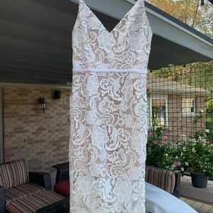 David's Bridal Little White Dress. Crochet Lace. style is DB Studio. Worn once.